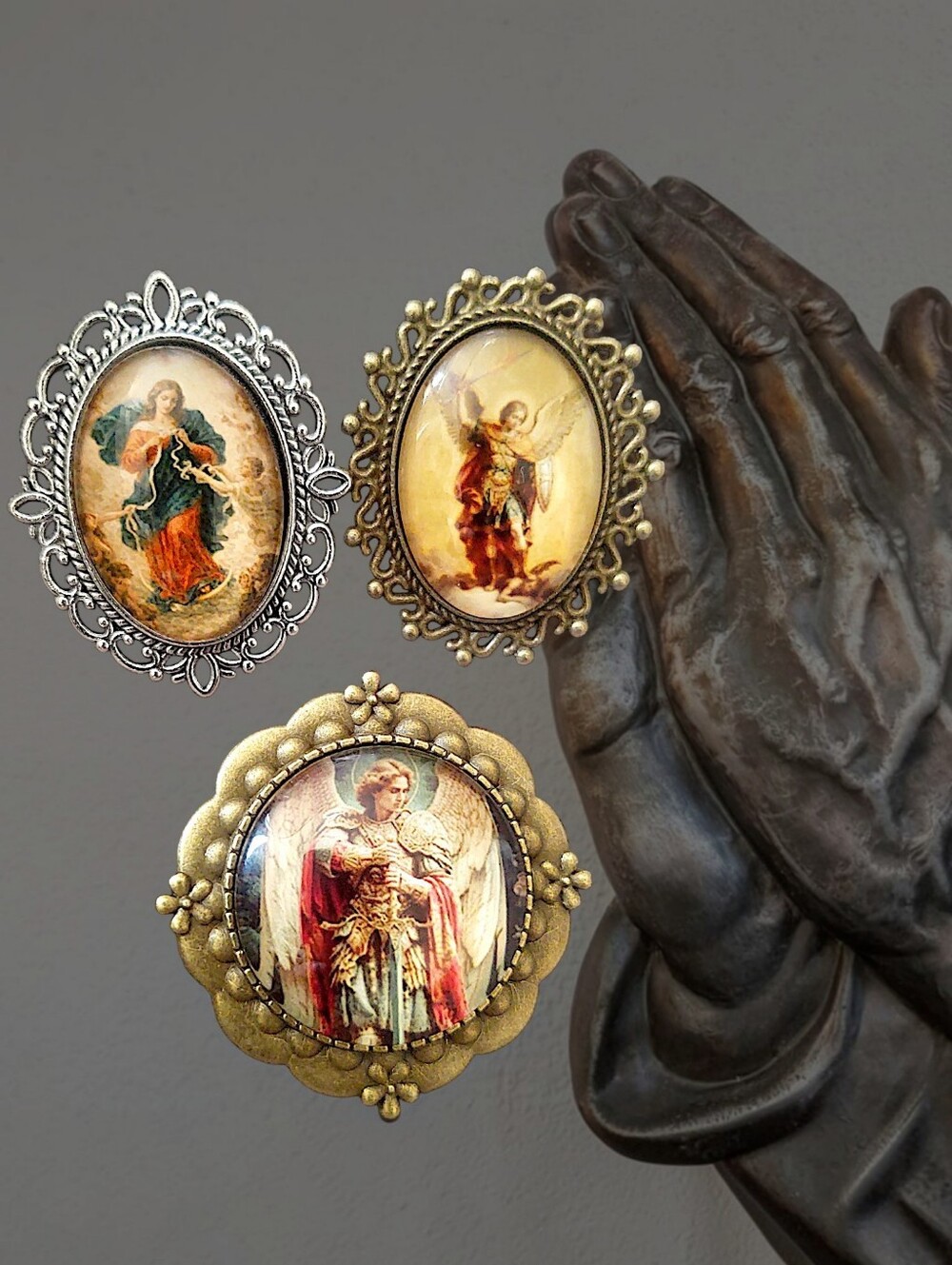 Angel Portrait Style Brooch Trio